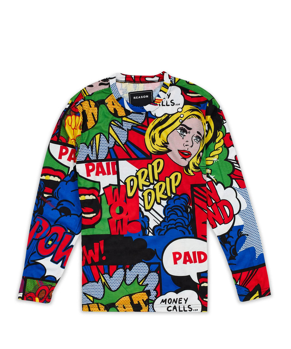 Money Drip Comic Print Long Sleeve Tee