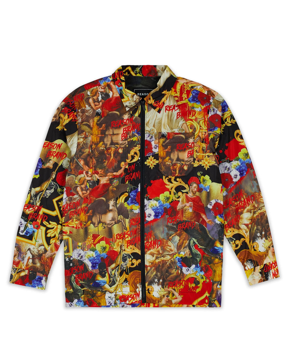 King Of Kings Allover Print Full Zip Collar Jacket – Reason Clothing