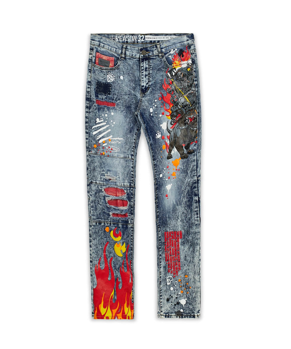 Gucci Mens Jeans Size 34x30 Bleached Acid Wash Grey Tan Denim Slim Fit 5  Pocket