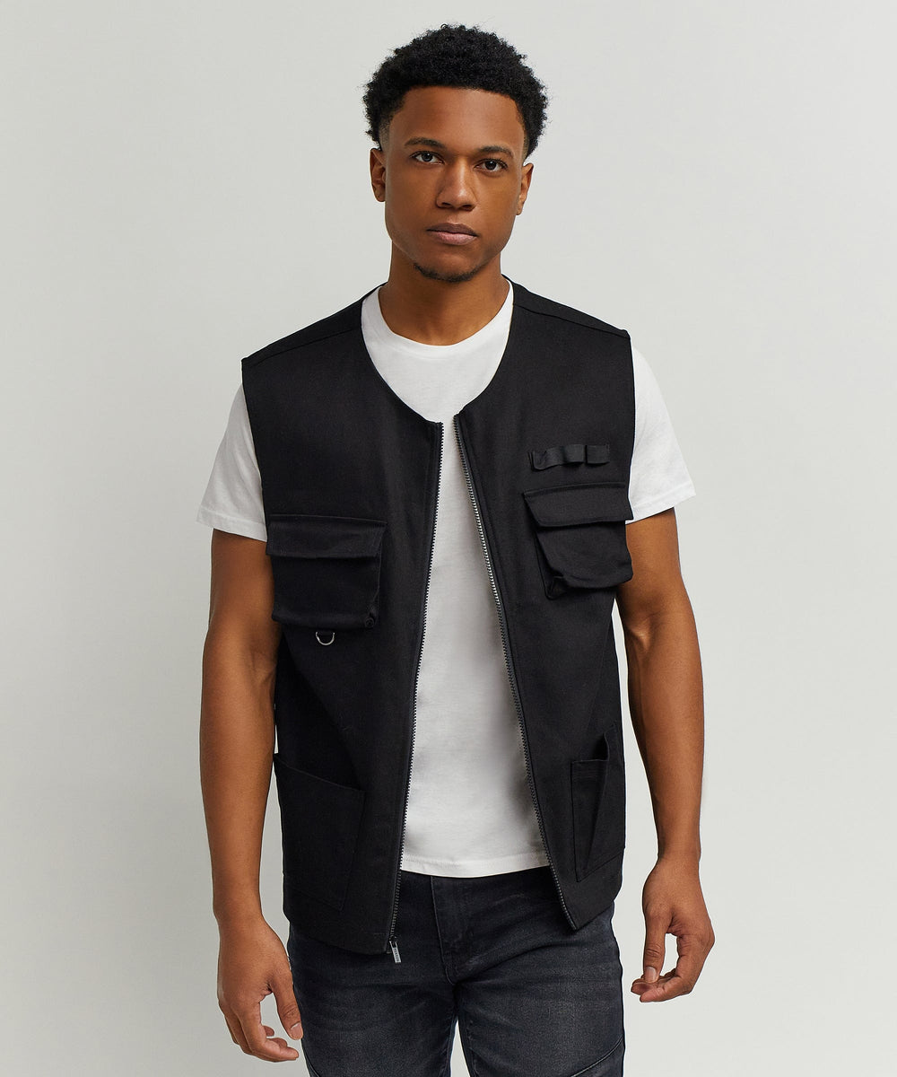 Luther Cotton Twill Utility Vest - Black – Reason Clothing