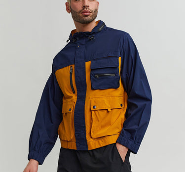 Utility Stretch Nylon Zip Up Jacket - Navy