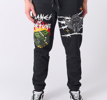 Flames of Fortune Jogger Pants - Black