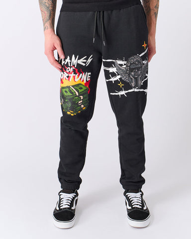 Flames of Fortune Jogger Pants - Black