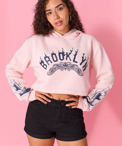 Women Brooklyn Cropped Hoodie - Light Pink