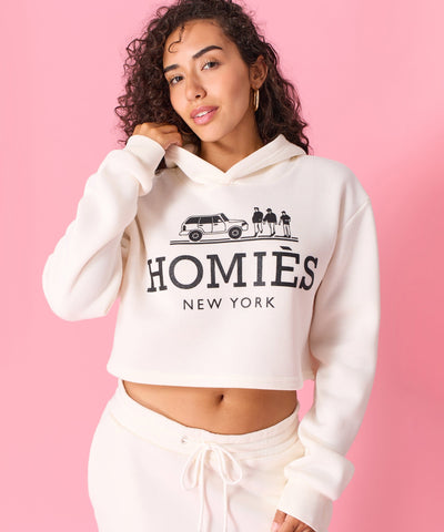Women Homies Cropped Hoodie - Cream