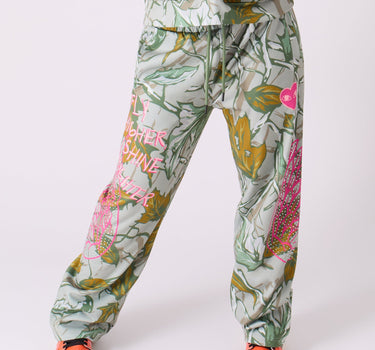 Women Fly High Rhinestone Fleece Pants - Olive Green