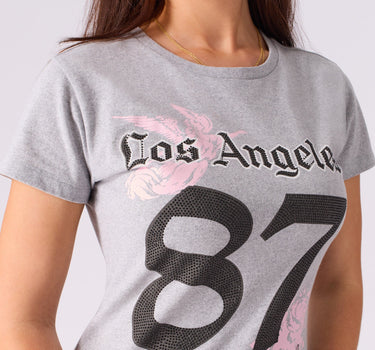 LA Angels Short Sleeve Bodycon Dress - Grey
