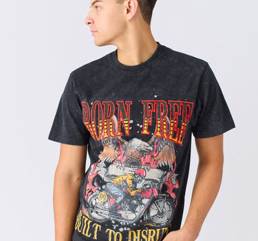 Born Free Applique Short Sleeve Tee - Charcoal