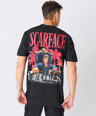 Scarface Palm Tree Embroidered Short Sleeve Tee - Black