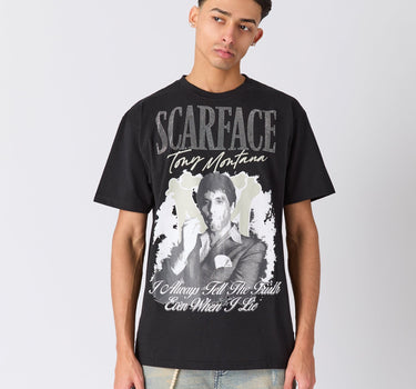 Scarface Tony Montana Rhinestone Short Sleeve Tee - Black