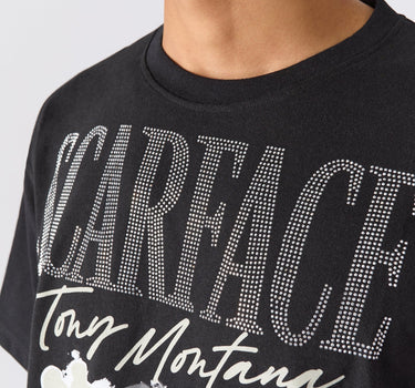 Scarface Tony Montana Rhinestone Short Sleeve Tee - Black