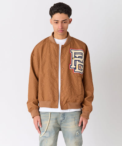 Coaches Reason Chenille Patched Jacket - Brown