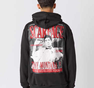 Scarface Tony Glitter Print Hoodie - Black