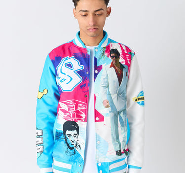 Scarface Retro Varsity Jacket - Blue