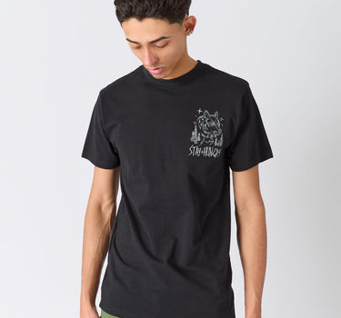 Stay Hungry Embroidered Short Sleeve Tee - Black