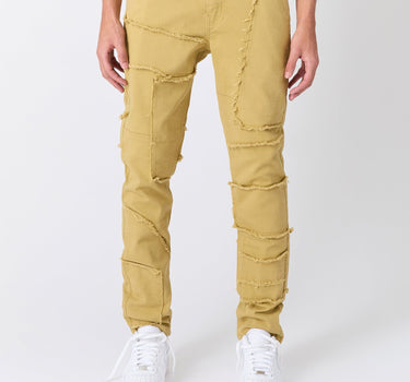 Frayed Denim Jeans - Khaki
