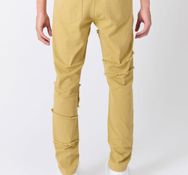 Frayed Denim Jeans - Khaki