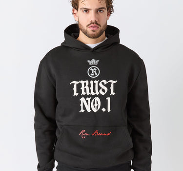 Trust No 1 Front And Back Print Hoodie - Black