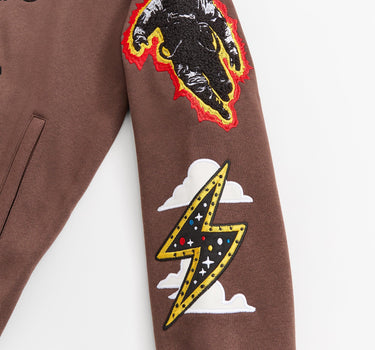 Beyond Reality Fleece Embroidered Crew - Brown