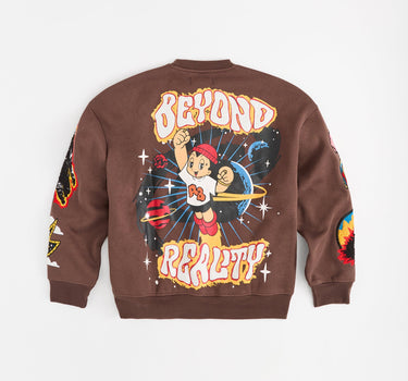 Beyond Reality Fleece Embroidered Crew - Brown