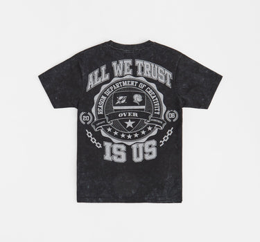 Born Real Embroidered Short Sleeve Tee - Washed Black