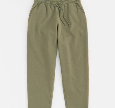 Essential Heavyweight Fleece Baggy Fit Open Hem Jogger Pants - Olive Green