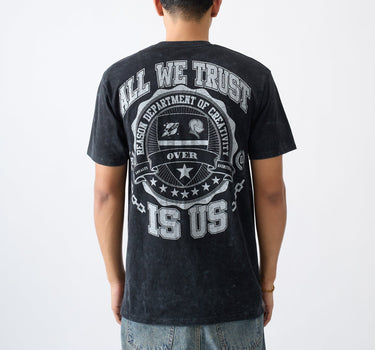 Born Real Embroidered Short Sleeve Tee - Washed Black