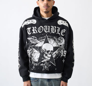 Reckless Trouble Rhinestone Hoodie - Black