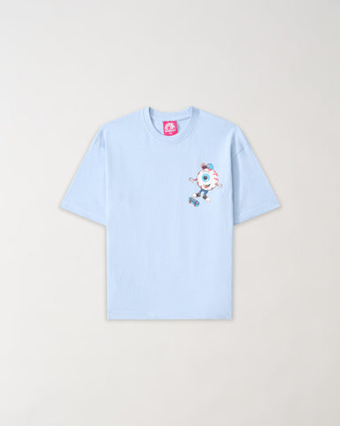 Mishka Back Graphic Print Short Sleeve Tee - Light Blue