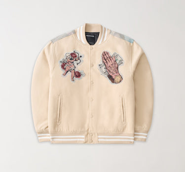 Cherub Tapestry Varsity Jacket - Khaki