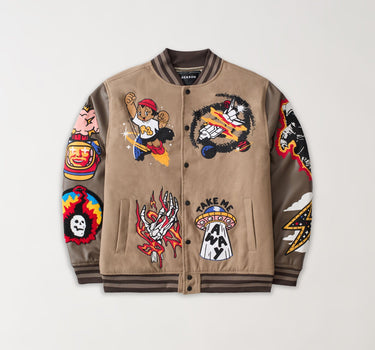 Beyond Reality Varsity Jacket PU - Khaki