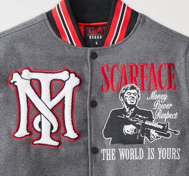 Scarface The World Varsity Jacket PU - Black And Grey