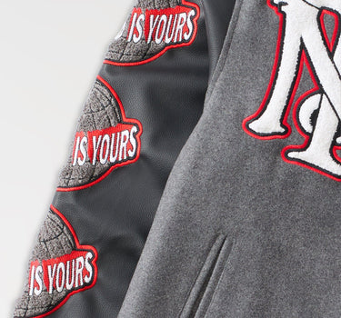 Scarface The World Varsity Jacket PU - Black And Grey