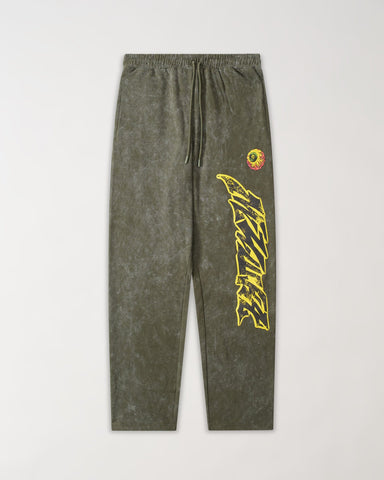 Mishka Graphic Print Washed Sweatpants - Olive Green