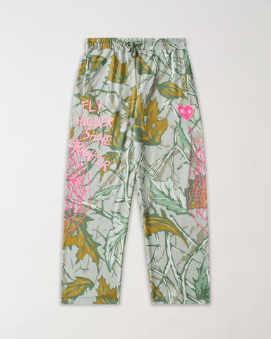 Women Fly High Rhinestone Fleece Pants - Olive Green