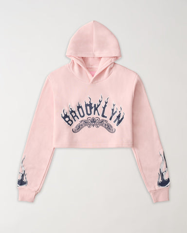 Women Brooklyn Cropped Hoodie - Light Pink