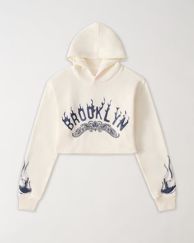 Women Brooklyn Cropped Hoodie - Cream