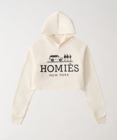Women Homies Cropped Hoodie - Cream