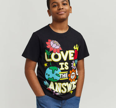 Kids Love Is The Answer Short Sleeve Tee - Black