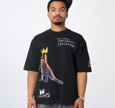 Basquiat Embroidered Tee - Black