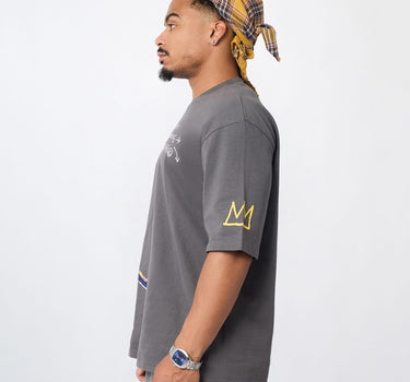 Basquiat Embroidered Tee - Grey
