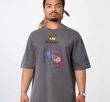 Basquiat Embroidered Tee - Grey