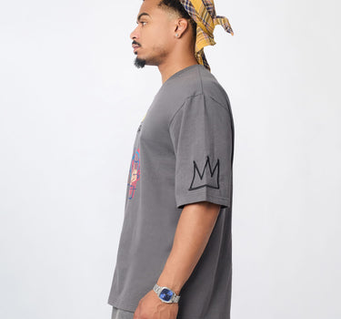 Basquiat Embroidered Tee - Grey