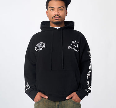 Basquiat Embroidered Fleece Hoodie - Black