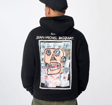 Basquiat Embroidered Fleece Hoodie - Black