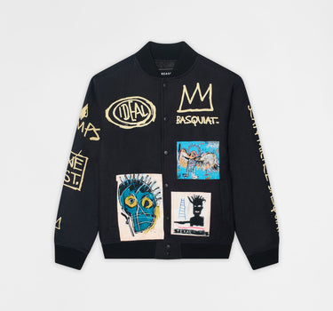 Basquiat Embroidered Varsity Jacket - Black