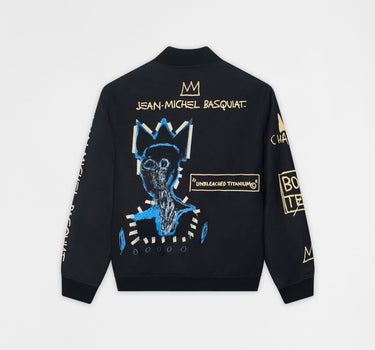 Basquiat Embroidered Varsity Jacket - Black