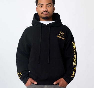 Basquiat Embroidered Fleece Hoodie - Black