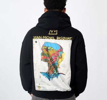 Basquiat Embroidered Fleece Hoodie - Black