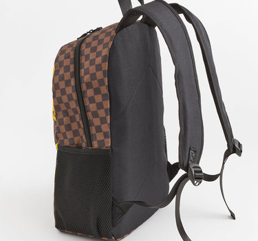 Do Not Cross Checkered Print Backpack